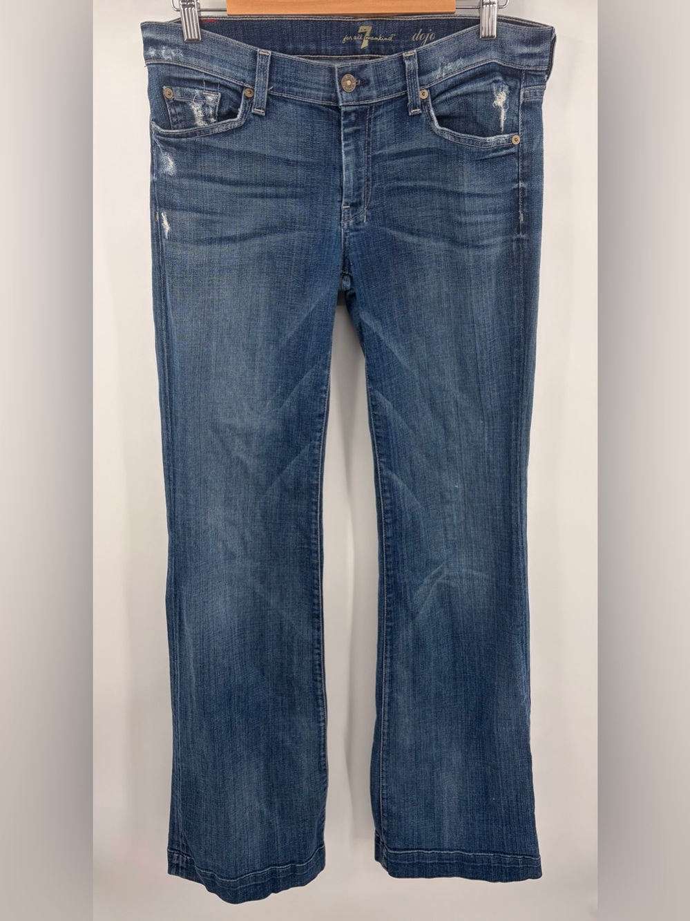 7 for all mankind Dojo trouser stretch flare jean women’s 31 western cowgirl